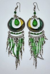 Incredible Pair Of Vintage Mexico Multi-color Earrings