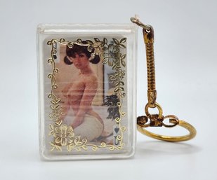 Vintage Risque Mini Nude Playing Cards Keychain - New Old Stock