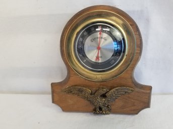 Vintage Harris & Mallow Verichron Wood Wall Thermometer- American Eagle Accent