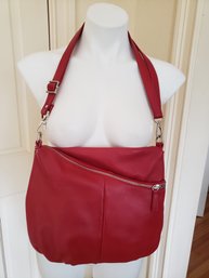 Brand New Uber Chic! Red Leather Rossi Of Italy Handbag With Extra Pockets