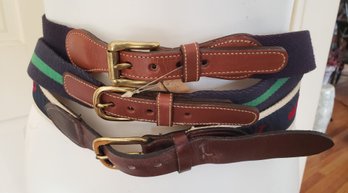 Dooney And Burke Trio Of Men's Belts, Size 32 And 34