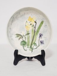 Vintage Salt Marsh Pottery Signed Anemone & Violet Daffodil Bowl