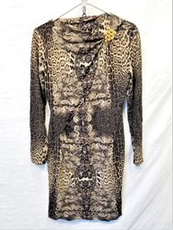 Animal Print Ruched Sheath  Dress By Roberto Cavalli Size 46/US Size 12
