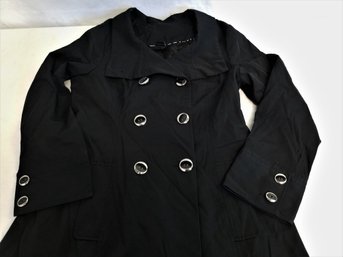 Women's Black Double Breasted Trench Coat Size Medium