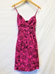 New Roulette Hot Pink And Black Floral Spaghetti  Strap Summer Dress Size 10
