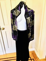 Jean Paul Gaultier Black Tapered Velvet Skirt Size 6 Paired With Designer Silk Shawl