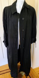 Ladies Navy Burberry Trench Coat With Wool Lining Size L