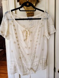 Temperley Sheer Blouse With Sequin Accents Size 6