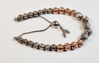 Amazing Sterling Silver Two Tone Adjustable Ball Bracelet
