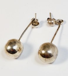 Unique Hanging Ball Sterling Silver Earrings