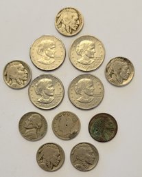 American Coin Lot, Buffalo Nickels,Barber Nickel And 4 Susan B Anthony Dollar Coins