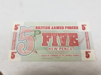 British Armed Forces 5p Banknote Money