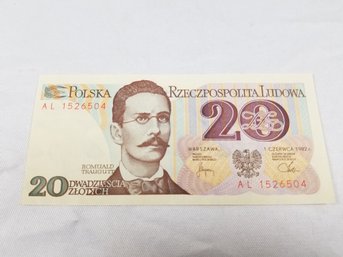 Poland 20 Zlotych 1982  Banknote Money
