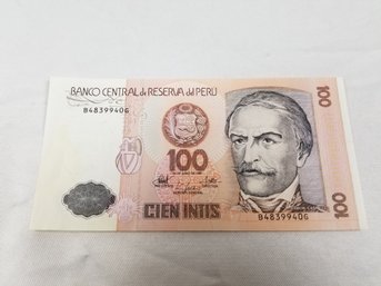 Peru 1987 100 Intis Banknote Money