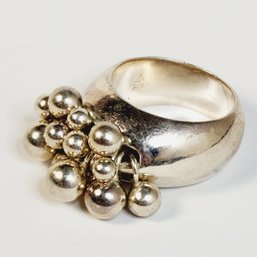 Unique Solid Sterling Silver Dangly Ball Bouquet Ring