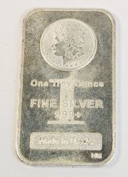 .999 Pure Silver 1 Oz Bar HM Mint With Morgan On It