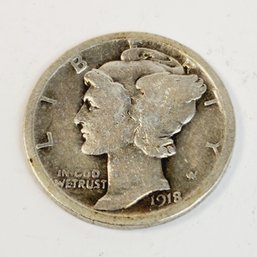 1918- Denver Mint Silver Mercury Dime (better Date)