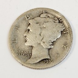 1916-san Francisco  Silver Mercury Dime (better Date)