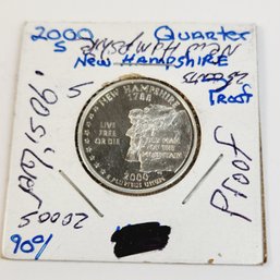 2000 Silver Proof State Quarter - New Hampshire (man In The Mountain)