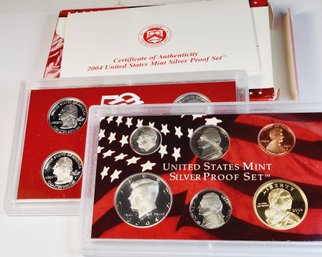 Wow......2004 United States Mint SILVER Proof Set In Box With COA - 11 Coin Set