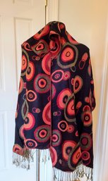 Ladies Colorful Pashmina With Circle Motif, 55 Percent Pashmina 45 Percent Silk