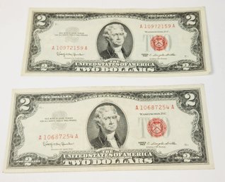 2 1963 Red Seal $2 Bill Nice Set