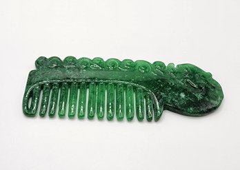 Hand Carved Green Jade Comb