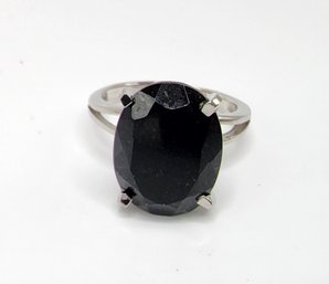 Australian Black Tourmaline Ring In Platinum Over Sterling