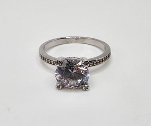 Amazing Dillenium Cut Premium White CZ Ring In Rhodium Over Sterling