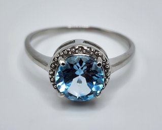 Sky Blue Topaz, Rhodium Over Sterling Ring