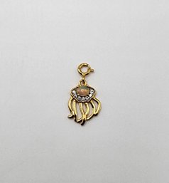 Ethiopian Welo Opal, White Zircon Jellyfish Charm In Yellow Gold Over Sterling