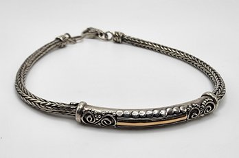 Artisan Crafted Byzantine Sterling & Gold Bracelet