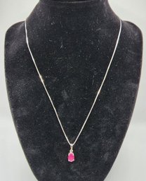 Ruby Pendant Necklace In Sterling Silver