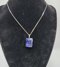 Sodalite Pendant Necklace In Stainless Steel