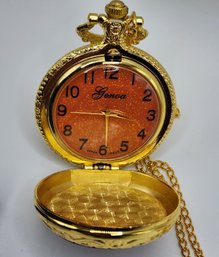 Pocket Watch In Gold Tone With 30' Chain