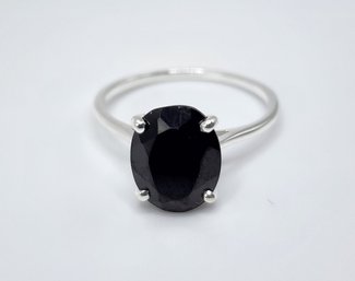 Natural Black Spinel Ring In Sterling Silver