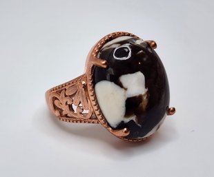 Magnetic, Peanut Wood Jasper Ring In 14k Rose Gold Over Copper