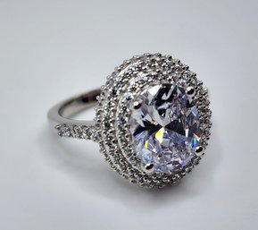 Premium White CZ, Rhodium Over Sterling Ring