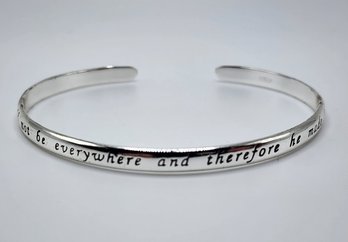 Vintage Sterling Silver Bangle Bracelet 'god Could Not Be Everywhere & Therefore He Made Mothers'