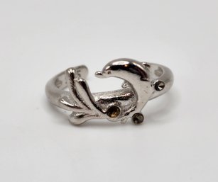 Vintage Sterling Toe Or Pinky Dolphin Ring