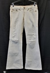 Women's True Religion Low Rise Distressed Flare White Jeans Size 31 X 31