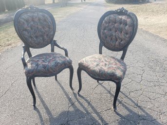 Pair Of Upholstered Wooden Chairs