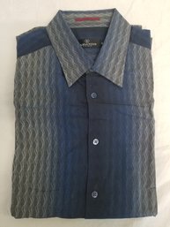 Men's Bugatchi Uomo Two Tone Ombre Style Blue Striped Shirt - Size XL