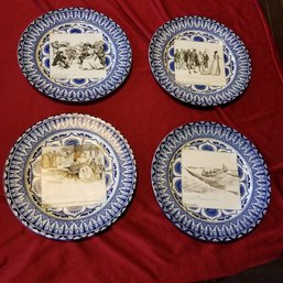 4 Antique Royal Doulton Gibson Plates - Fishing
