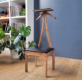 Made In Italy. Striking Mid Century Sculpted Walnut Valet Chair