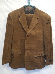 Men's Pierre Cardin Two Piece Brown Corduroy Suit Size 56R