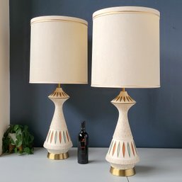 Exquisite Pair 60s Monumental Mid Century Lamps.