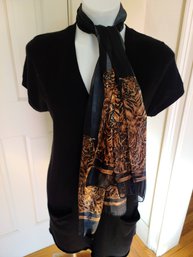 Black Vince Cashmere Short Sleeved Dress ( Size M) Paired With Tiger Scarf