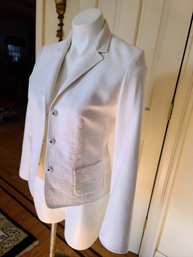 Ellie Tahari White Blazer Size 4 With Embroidered Paisley Pattern