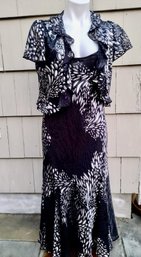 Fabulous Pomodoro Sleeveless Silk Dress With Lining, Plus Light Short Sleeve Cover Up/ Jacket Size 14